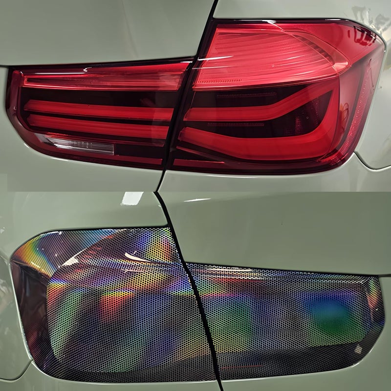 fangfei 12 by 20 inches Self Adhesive Auto Car Tint Headlight Taillight Fog Light Vinyl Smoke Film Sheet Sticker Cover (Chameleon Perforated) - Image 2